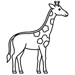 giraffe isolated mascot,giraffe silhouette,giraffe vector,icon,svg,characters,Holiday t shirt,black giraffe drawn trendy logo Vector illustration,giraffe line art on a white background