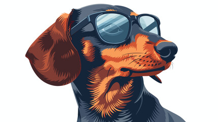 Cool dachshund dog rocks stylish glasses flat vector
