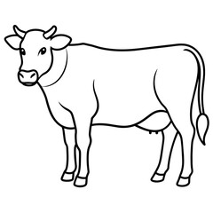 Fototapeta premium cow isolated mascot,cow silhouette,cow vector,icon,svg,characters,Holiday t shirt,black cow drawn trendy logo Vector illustration,cow line art on a white background