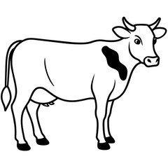 cow isolated mascot,cow silhouette,cow vector,icon,svg,characters,Holiday t shirt,black cow drawn trendy logo Vector illustration,cow line art on a white background