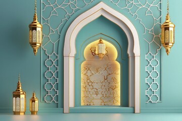 Stunning mosque with golden light 