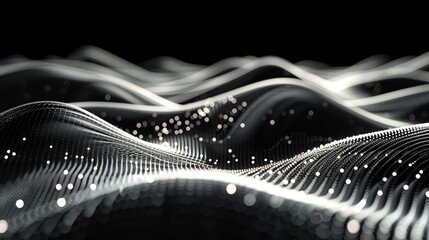 Abstract background of data technology futuristic illustration. Wave with connecting dots and lines...