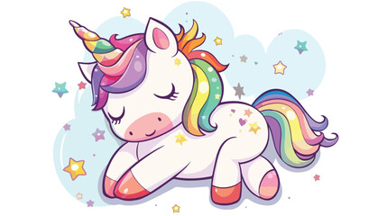 Obraz na płótnie Canvas Cute and colorful kawaii unicorn illustration perfect