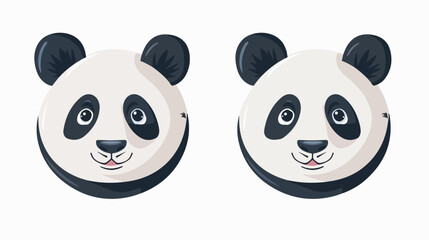 Cute and fat panda face vector flat vector isolated o