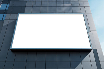 Horizontal billboard mockup on a modern building frontage. Generative ai - 786933359