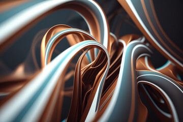 Abstract blue and orange glossy wallpaper. Wavy background with curvy organics shapes. Generative ai - 786933375