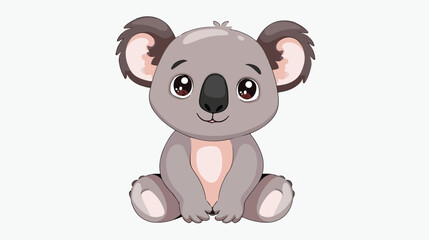 Cute baby koala sitting cartoon flat vector isolated