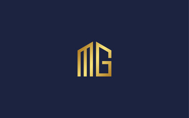 letter mg with house logo icon design vector design template inspiration