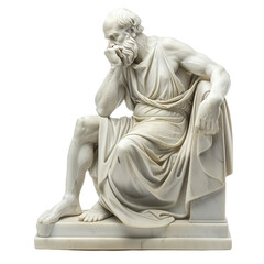 A marble statue of philosopher on white background,png