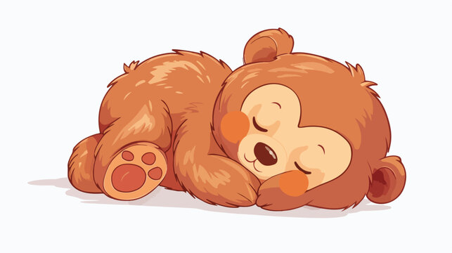 Cute cartoon baby bear sleep on a white background vector