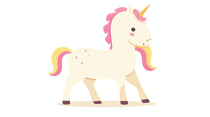 Cute cartoon unicorn character vector illustration in