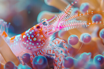 Colorful  Mantis Shrimp Over Coral Reef.