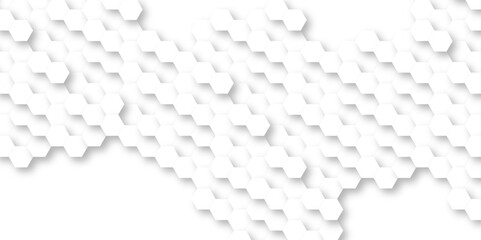 Abstract white background with hexagons pattern. White abstract vector wallpaper with hexagon grid. Technology Futuristic honeycomb mosaic white background.	
 - obrazy, fototapety, plakaty