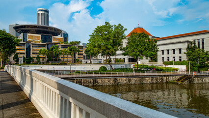 Fototapeta na wymiar Singapore, April 2024 - High-rise buildings in Singapore's central business district.