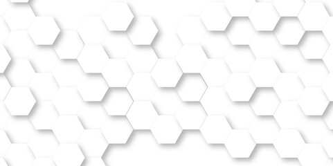 Abstract white background with hexagons pattern. White abstract vector wallpaper with hexagon grid. Technology Futuristic honeycomb mosaic white background.	
