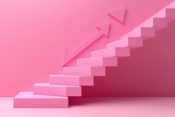 Pink Stairs with Rising Arrow Concept Design.