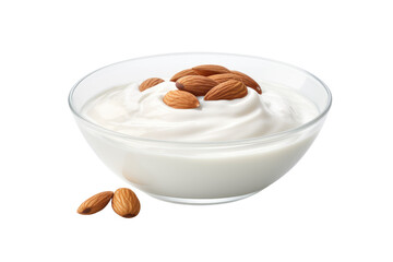 Fototapeta na wymiar Creamy Delight: A Bowl of Yogurt Bliss With Crunchy Almonds