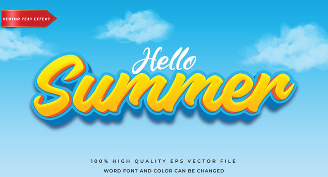 Hello summer text effect 3d style