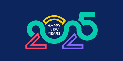 Happy new year 2025 design vector. colorful and trendy new year 2025 logo design template