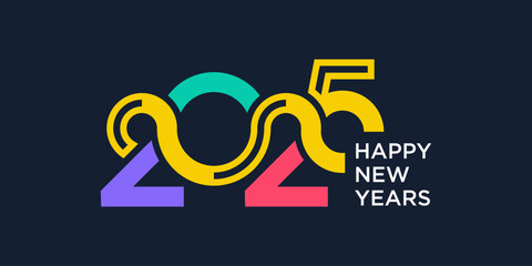 Happy new year 2025 design vector. colorful and trendy new year 2025 logo design template