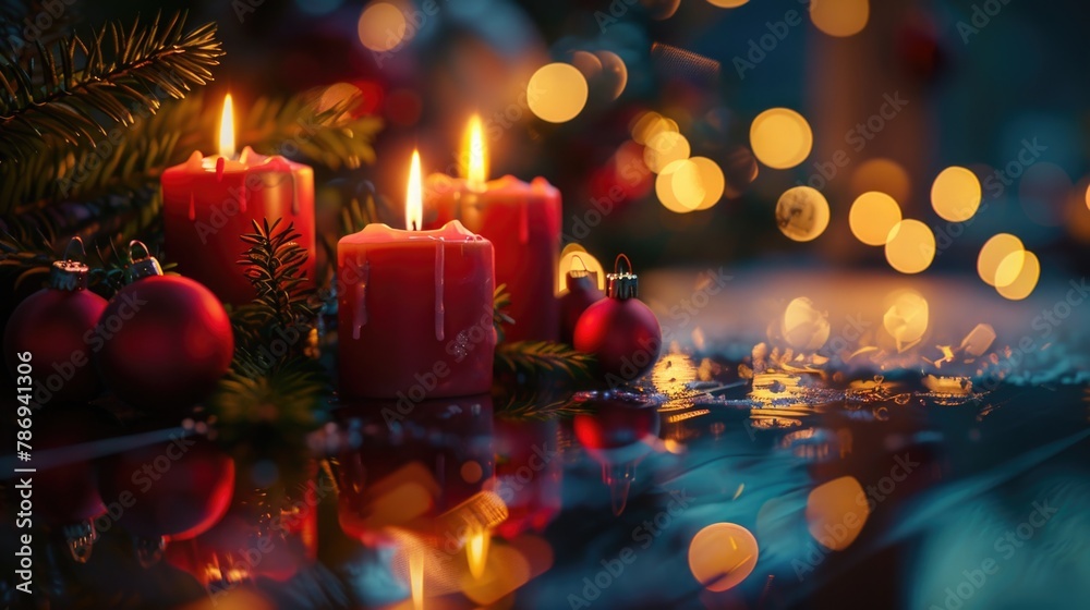 Aufkleber Group of lit candles on a table, perfect for adding warmth and ambiance to any setting