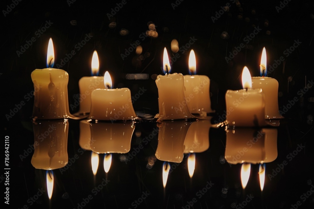 Poster group of lit candles on a table, suitable for various occasions