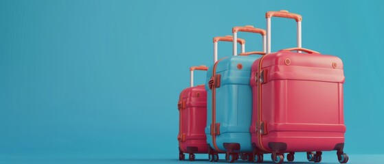 Baggage on blue background. Travel concept. Three dimensional rendering