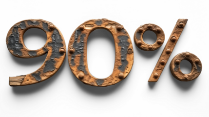 Number 90% in light yellow on a transparent background
