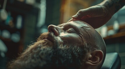 A close up of a person getting a haircut. Suitable for hair salon or barber shop promotions