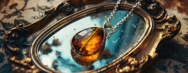A beautiful necklace featuring a faceted orange stone. Perfect for jewelry designs - Powered by Adobe
