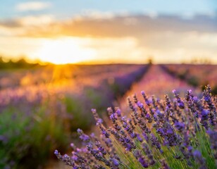 Naklejka premium farbenfrohes Lavendelfeld hintergrund