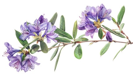 A watercolor painting of purple flowers on a branch. Suitable for botanical illustrations - Powered by Adobe