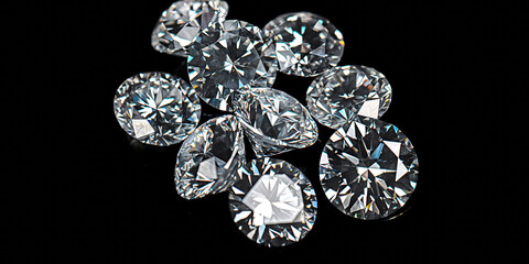 Perfect Cut Diamond, Macro Closeup, Black Background, Luxurious Detail and Beauty of Fine Jewelry,