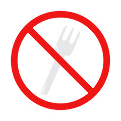 No Fork Sign on White Background