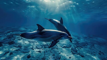 Obraz na płótnie Canvas Common Bottlenose Dolphin underwater in Red Sea,