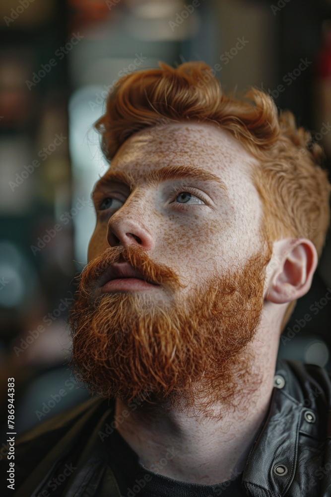 Poster detailed shot of a man with a beard, suitable for various projects