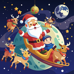 santa claus and christmas reindeer
