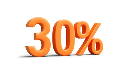 3d number 30% in bold orange on a transparent background