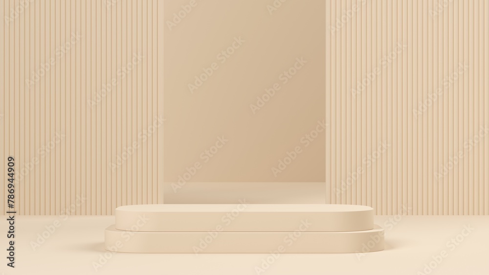 Poster abstract beige 3d background, mock up scene geometry shape podium for product display. 3d rendering