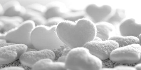 A pile of white sugar hearts on a table. Perfect for Valentine's Day designs