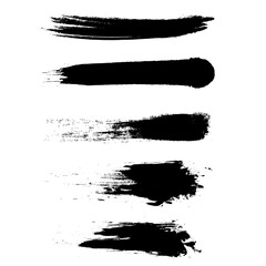 set of grunge black paint, ink brush strokes. brush collection isolated on white background. Trendy brush stroke for black ink paint,grunge backdrop, dirt banner,watercolor design PNG
