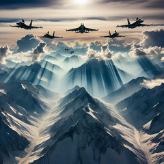 airplane flying over the mountains