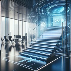 Tech Innovations Futuristic Workspace
