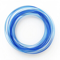 Circular wavy blue lines on a white background. Abstract background frame. Generative AI