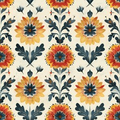 Seamless vintage decorative ornamental floral pattern background