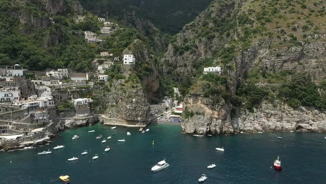 Aerial view of Amalfi Coast during summer, Italy