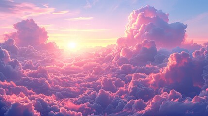 Fototapeta na wymiar A serene scene of morning glory clouds, long tubular clouds rolling in a seamless pattern across a soft, pastel-colored dawn sky.