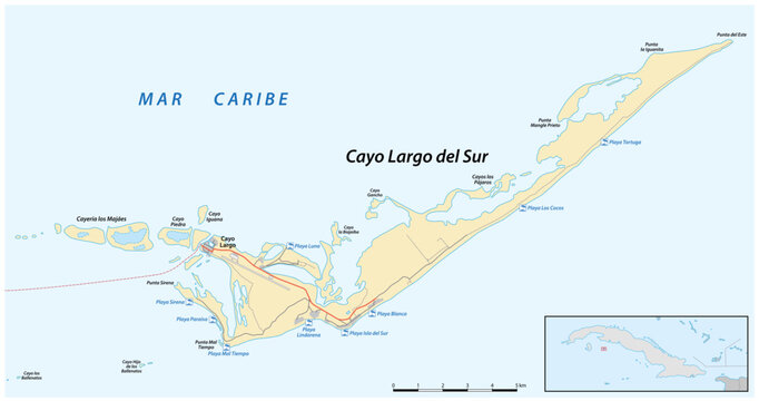 Vector map of the Cuban island of Cayo Largo del Sur