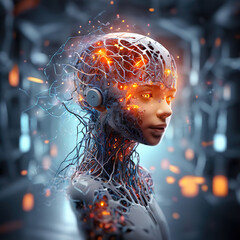 Artificial intelligence. Technology web background. Virtual concept