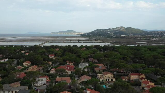 Aerial view of Giens Peninsula near Toulon, France